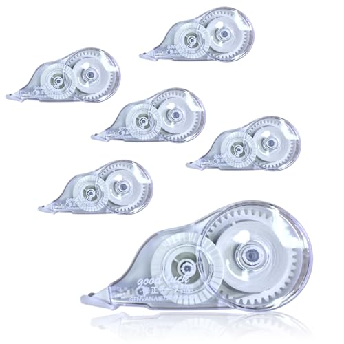 KkvoGmle 6 Stück Korrekturroller, 12mx5mm Mini Korrekturbänder, Transparent Weiß Korrektur Tape, Korrekturmaus mit Schutzkappe, Correction Tapes für Studenten Kinder Zuhause Büro Schulsachen von KkvoGmle