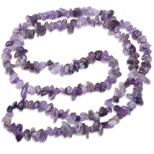 Natürliche Amethyst-Kristallsplitter, violette Edelsteinperlen, 5–8 mm, unregelmäßige Bastelperlen, glatte Chips mit Löchern für DIY-Schmuckherstellung von KkvoGmle