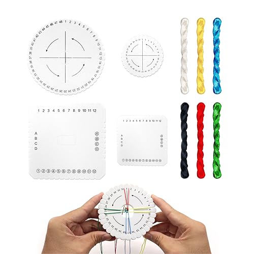 10 Stück Kumihimo Scheiben Set, Kumihimo Starter Kit, Kumihimo Scheibe Perlen, Perlenschnurscheibe mit Kordel, runde quadratische Kumihimo Disc Weben Handwerk, Kumihimo Scheiben praktische von Klaimbmo