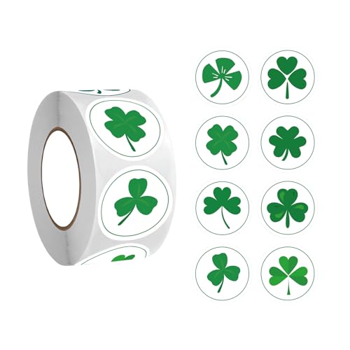 500 Stück Aufkleber Kleeblatt Sticker, kleeblatt aufkleber, Viel Glück Aufkleber Kleeblatt Sticker für Weihnachten St. Patrick's Day Umschlag Aufkleber und Geschenkpapier Schlagwörter (C) von Klaimbmo