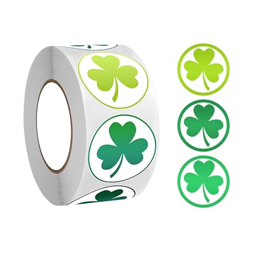 500 Stück Aufkleber Kleeblatt Sticker, kleeblatt aufkleber, Viel Glück Aufkleber Kleeblatt Sticker für Weihnachten St. Patrick's Day Umschlag Aufkleber und Geschenkpapier Schlagwörter von Klaimbmo