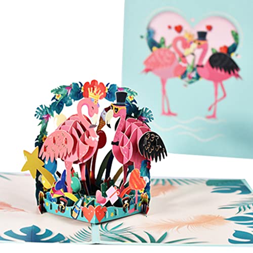 3D-Grußkarte für Flamingo, Vlanetines-Tagskarten mit Umschlag für Hochzeit, Geburtstag, Jahrestag von Klaisy