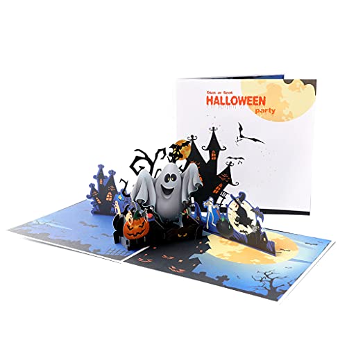 Halloween-Karten 3D-Hexenkürbis-Grußkarte für Halloween-Party, Postkarte mit Umschlag, Kinder von Klaisy