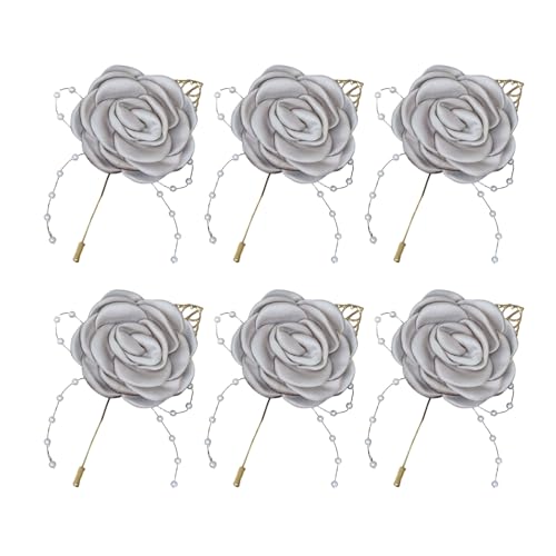 Klaisy Elegante Hochzeits-Boutonniere für Braut und Bräutigam, bunte Blumen, Anstecknadeln, handgefertigt, Party-Accessoire, 6 Stück von Klaisy