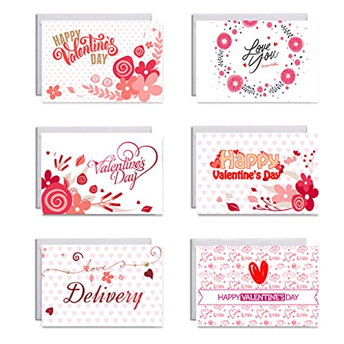 Klaisy Grußkarten zum Valentinstag mit Umschlägen, Aufklebern, Liebeskarte, Hochzeitstag, Postkarten, 6 Stück von Klaisy