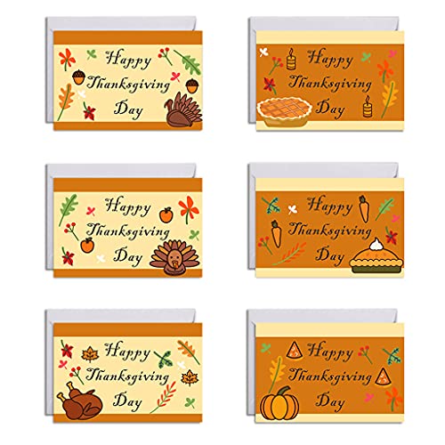 Klaisy Set mit 6 Thanksgiving-Karten mit Umschlägen und Aufklebern, lustige Truthahn-Grußkarte für Happy Thanksgiving Day Herbsternte von Klaisy