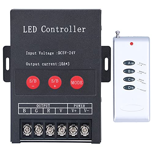 Klanata 5V-12V-24V RGB-LED-Controller, PWM Digital für bunte Lichtstreifenprojekte, Fernbedienung im Lieferumfang enthalten von Klanata