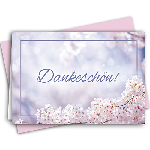 10 Danksagungskarten mit Umschlag Lila Blüten Danke Dankeskarte Klappkarten Dankeschön Hochzeit Feier Jubiläum Feude Trauer Trauerkarten Danksagungskarte Anteilnahme Geschäftlich Taufe von Klasse