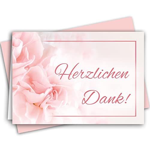 10 Danksagungskarten mit Umschlag Rosa Blüten Danke Dankeskarte Klappkarten Dankeschön Hochzeit Feier Jubiläum Feude Trauer Trauerkarten Danksagungskarte Anteilnahme Geschäftlich Taufe von Klasse