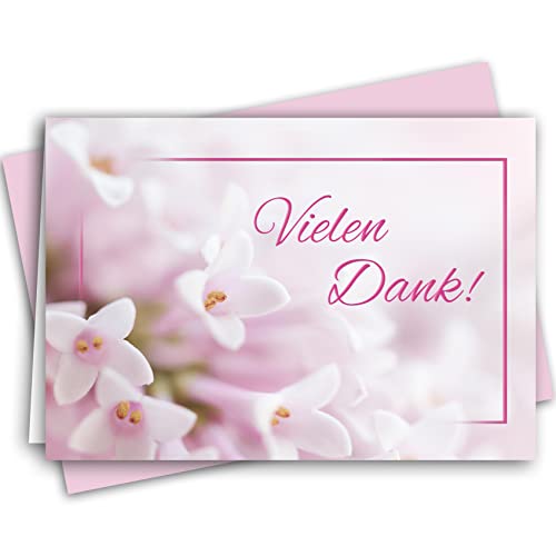 10x Danksagungskarten mit Umschlag kleine Blumen Rosa Lila Danke Dankeskarte Klappkarten Dankeschön Hochzeit Feier Jubiläum Feude Trauer Trauerkarten Danksagungskarte Anteilnahme Geschäftlich Taufe von Klasse