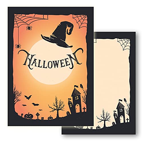 10 Halloween Karten Einladungskarten Einladung Jungen Mädchen Geburtstag Party Erwachsene Motiv Halloweenparty Grusel-Party Horror-Party Set gruselig Spinne Elegant Schwarz Orange von Klasse