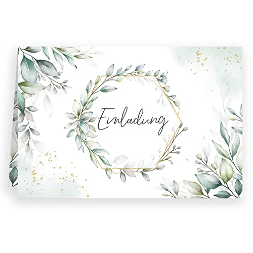 Klasse Einladungskarten Grün Blätter Aquarell mit Umschlägen Klappkarte Einladung Geburtstag Umschläge elegant Hochzeit Jubiläum Feier 20 30 40 50 60 70 80 von Klasse