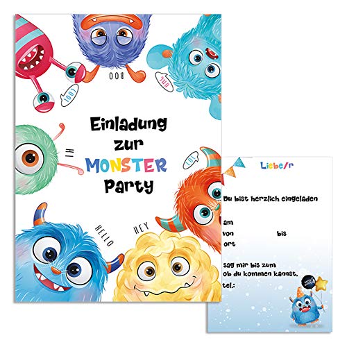 10x Kinder Einladungskarten Umschlag Kindergeburtstag Monster Party Mädchen Jungen 10x15 cm A6 Geburtstag Einladung Junge Boys and Girls 1 2 3 4 5 6 7 8 9 10 ohne Umschläge von Klasse