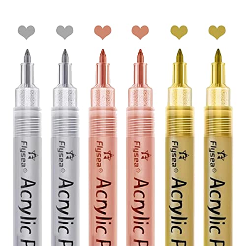 Kleagary Acryl Lack Stifte - Gold-, Silber- und Rosé Gold Lack Stifte, Metallisch Marker Stifte, Metallisch Lack Stift Set auf Wasser Basis von Kleagary