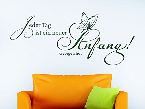 Klebeheld® Wandtattoo Jeder Tag ist EIN Neuer Anfang. - George Eliot (Farbe lindgrün/Größe 80x35cm) von Klebeheld