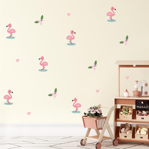 Klebekerlchen® | Wandtattoo für das Kinderzimmer, Wandsticker selbstklebend - Flamingo (Set mit 23 Motiven) von Klebekerlchen