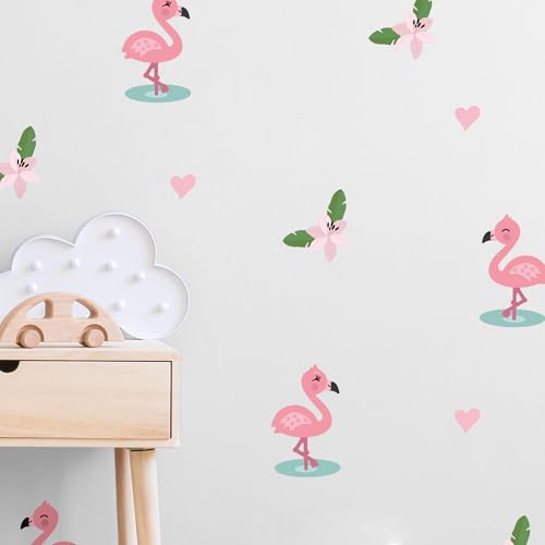 Klebekerlchen® | Wandtattoo für das Kinderzimmer, Wandsticker selbstklebend - Flamingo (Set mit 23 Motiven) von Klebekerlchen