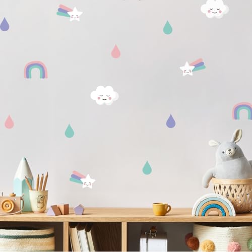 Klebekerlchen® | Wandtattoo für das Kinderzimmer, Wandsticker selbstklebend - Regenbogen (Set mit 22 Motiven) von Klebekerlchen