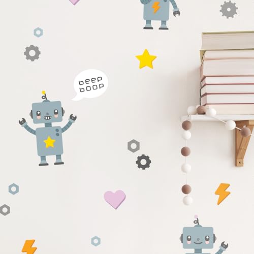 Klebekerlchen® | Wandtattoo für das Kinderzimmer, Wandsticker selbstklebend - Roboter (Set mit 30 Motiven) von Klebekerlchen