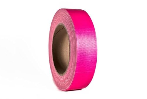 38 mm x 25 m Neon Pink Gewebeband Fluoreszierendes Neon Klebeband Schwarzlicht Gaffa Reaktivband, Tape/Leuchtband für Parteien Kunst Handwerk Dekorationen/Industrie (38mm x 25m, Neonpink) von Klebeland