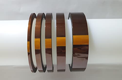 5 Stk Kapton Tape Hitzebeständiges Polyimid Klebeband Elektronik Selbstklebend Isolierband Hohen Temperaturen Kapton Band 3mm 5mm 6mm 12mm 20mm x 33M von Klebeland