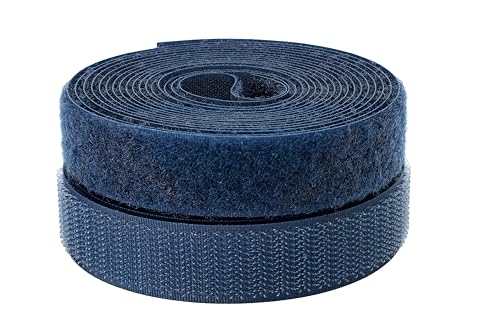 KLEBERINO Klettband zum nähen | Set Hakenband + Flauschband | hohe Verschlusskraft in Industriequalität | Klettverschluss zum aufnähen (dunkelblau, 16mm x 3m) von Kleberino