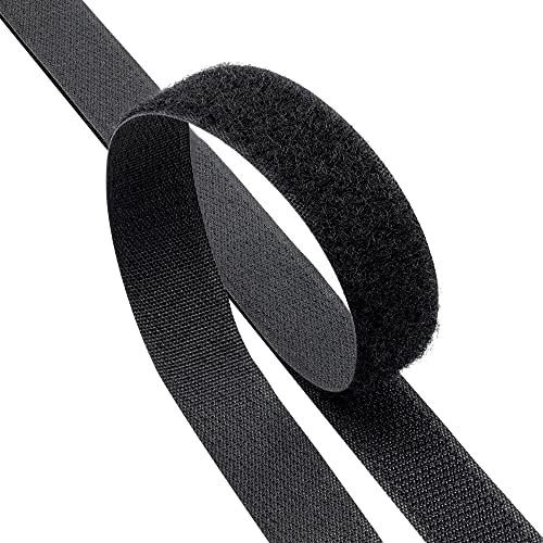Kleberino Klettband zum nähen | Set Hakenband und Flauschband | Klettverschluss zum aufnähen | hohe Verschlusskraft in Industriequalität (schwarz, 50mm x 25m) von Kleberino