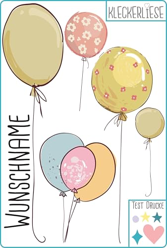 Kleckerliese Bügelbild DIY Ballons Set Wunschname Personalisiert Name von Kleckerliese