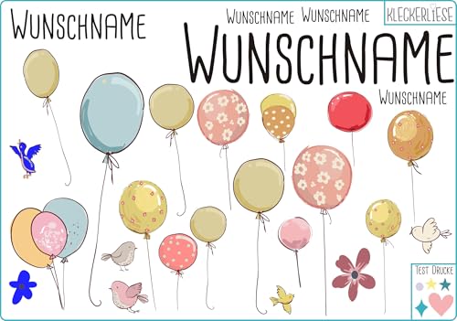 Kleckerliese Bügelbild DIY Ballons Set Wunschnamen Personalisiert Name von Kleckerliese