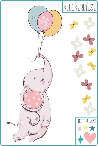 Kleckerliese Bügelbild DIY Tiere Elefant Ballons Blumen Schmetterlinge von Kleckerliese