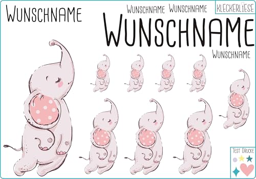 Kleckerliese Bügelbild DIY Wunschname Elefant Set aus Tieren und Namen Personalisiert von Kleckerliese