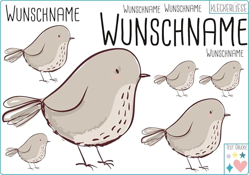 Kleckerliese Bügelbild DIY Wunschname Vogel Spatz Set aus Tieren und Namen Personalisiert von Kleckerliese