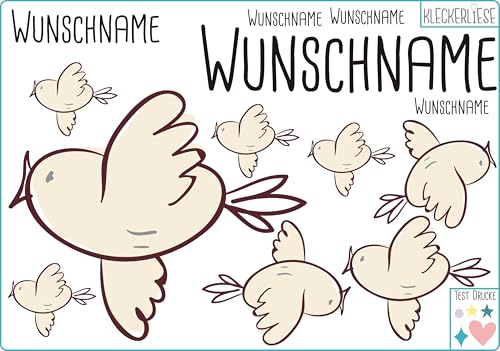 Kleckerliese DTF Bügelbild DIY Wunschname Vogel Spatz Set aus Tieren und Namen Personalisiert von Kleckerliese