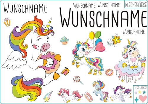 Kleckerliese DTF Bügelbild DIY Einhorn Set Tiere Muffins Sterne Namen Wunschname Personalisiert von Kleckerliese