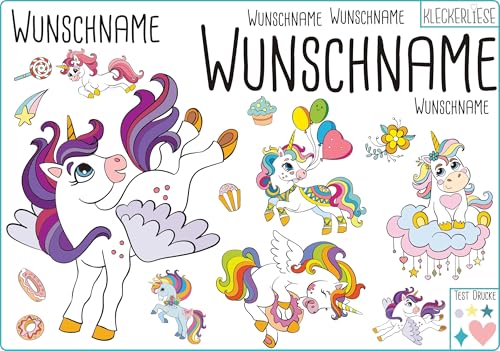 Kleckerliese DTF Bügelbild DIY Einhorn Set Tiere Muffins Sterne Namen Wunschname Personalisiert von Kleckerliese