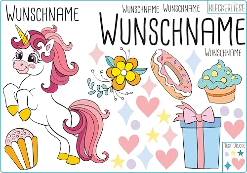 Kleckerliese DTF Bügelbild DIY Einhorn Set Tiere Sterne Donout Geschenk Herzen Blume Namen Wunschname Personalisiert von Kleckerliese