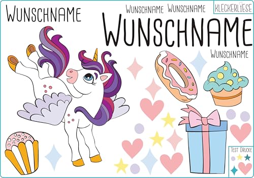 Kleckerliese DTF Bügelbild DIY Einhorn Set Tiere Sterne Donout Geschenk Herzen Blume Namen Wunschname Personalisiert von Kleckerliese