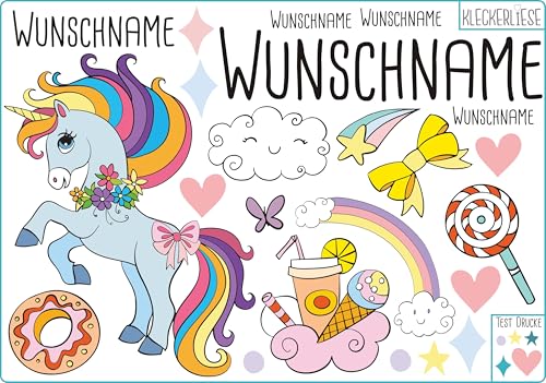 Kleckerliese DTF Bügelbild DIY Einhorn Set Tiere Sterne Geschenk Eis Wolken Namen Wunschname Personalisiert von Kleckerliese