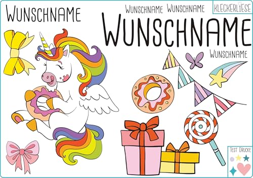 Kleckerliese DTF Bügelbild DIY Einhorn Set Tiere Wimpel Sterne Geschenk Herzen Namen Wunschname Personalisiert von Kleckerliese