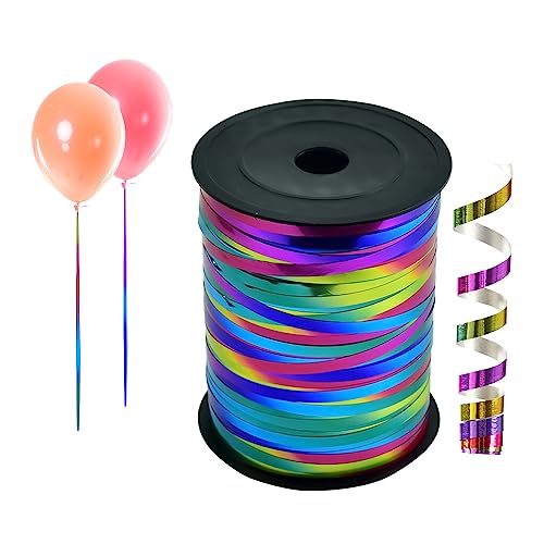 Kleemeiero 450 Meter Bunt Glitzer Geschenkband Ringelband Ballonband Deko Band Geschenkbänder Schleifenband Ballonschnur für Ballonverschlüsse, Geschenkverpackung, Basteln, Partydeko, Hochzeitsdeko von Kleemeiero