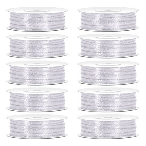 500 m Satinband Schleifenband Geschenkband - 3 mm weiß - 10 Rollen a 50 m - XXL Pack - Kleenes Traumhandel® von Kleenes Traumhandel