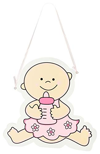 Kleenes Traumhandel - Charmantes Holz-Türschild "Baby mit Flasche Rosa" fürs Kinderzimmer von Kleenes Traumhandel