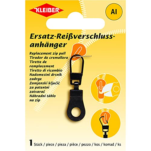 Kleiber + Co. GmbH 69856 Ersatz Reißverschluss-Anhänger, Metall, schwarz, 40 x 11,5 mm von Kleiber + Co. GmbH