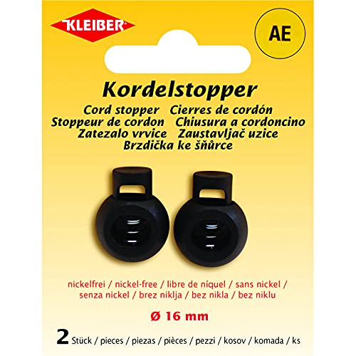 Kleiber + Co. GmbH 71151 Kordelstopper, Nylon, schwarz, Ø16 mm von Kleiber + Co. GmbH