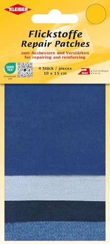 4 Zephir Jeans Jeansflicken Aufbügelflicken 10x15 cm Flickstoffe von Kleiber