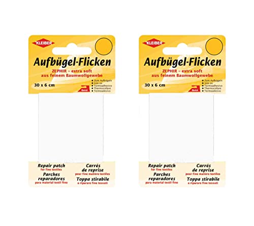 Bügel Flicken Aufbügelflicken Marke Kleiber ZEPHIR 100% Baumwolle 2er Set Reparatur Flicken 2 Flicken a 30 cm x 6 cm von Kleiber