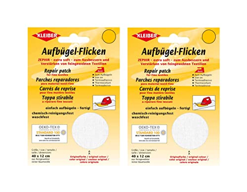 Bügel Flicken Aufbügelflicken Marke Kleiber ZEPHIR Großformat 100% Baumwolle 2er Set Reparatur Flicken 2 Flicken a 40 cm x 12 cm von Kleiber