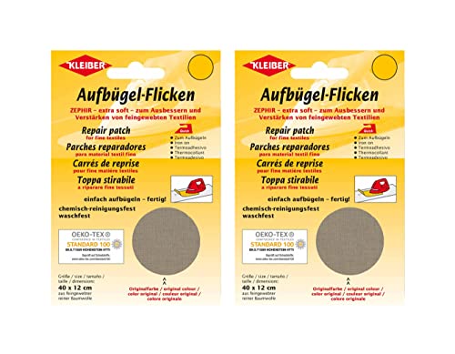 Bügel Flicken Aufbügelflicken Marke Kleiber ZEPHIR Großformat 100% Baumwolle 2er Set Reparatur Flicken 2 Flicken a 40 cm x 12 cm von Kleiber