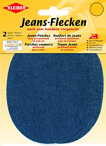 Kleiber + Co.GmbH Jeans-Bügelflecken oval, Mittelblau, 13x10 cm von Kleiber
