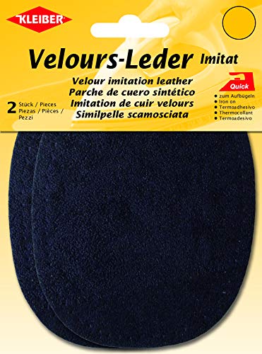 Kleiber + Co.GmbH Velour-Bügelflecken oval, 38% Acryl/32% Baumwolle/30% Viskose, Dunkelblau, 13x10 cm von Kleiber